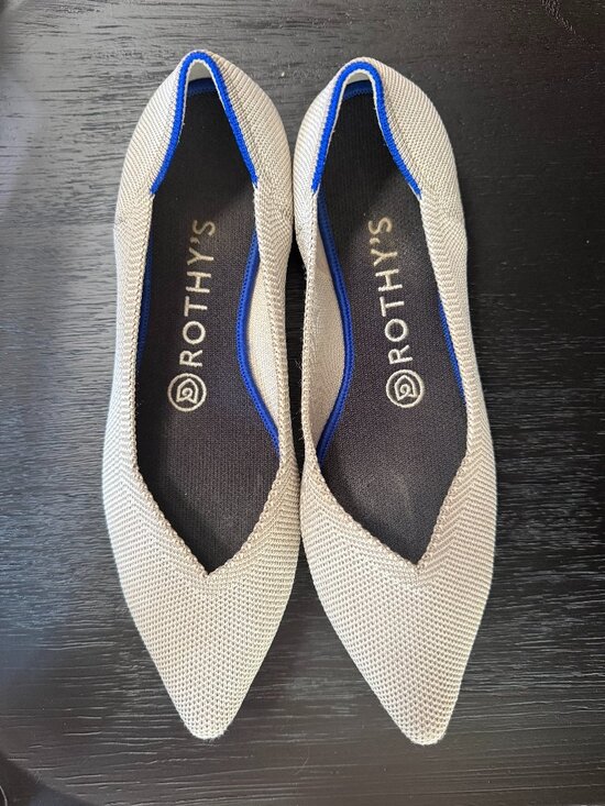 Rothy's Shoes - **Rothy’s Pointed-Toe Flats | Women’s Size 7 | Light Gray with Blue Trim**